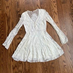 White Lace Long Sleeve Free People Dress